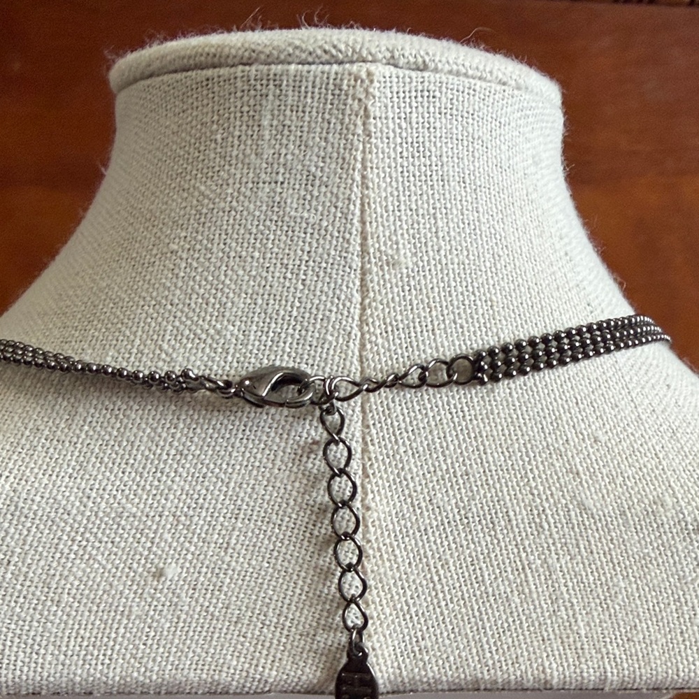 Victorian Style Festoon Necklace with Black Teardrop Beads and Gunmetal Tone - Picture 4 of 6